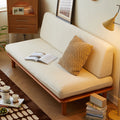Japanese-style casual solid wood sofa, suitable for small living rooms, armless, two-seater, retro, lazy, minimalist style fabric sofa.