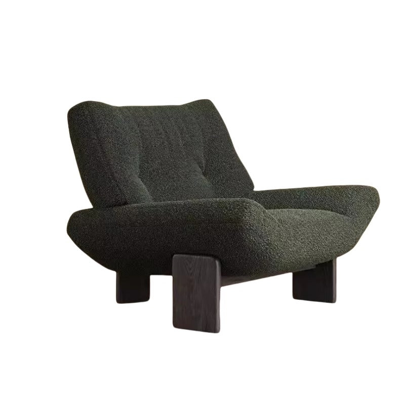Retro single sofa chair, wabi-sabi style solid wood lounge chair, hotel living room/club reception chair, designer negotiation chair
