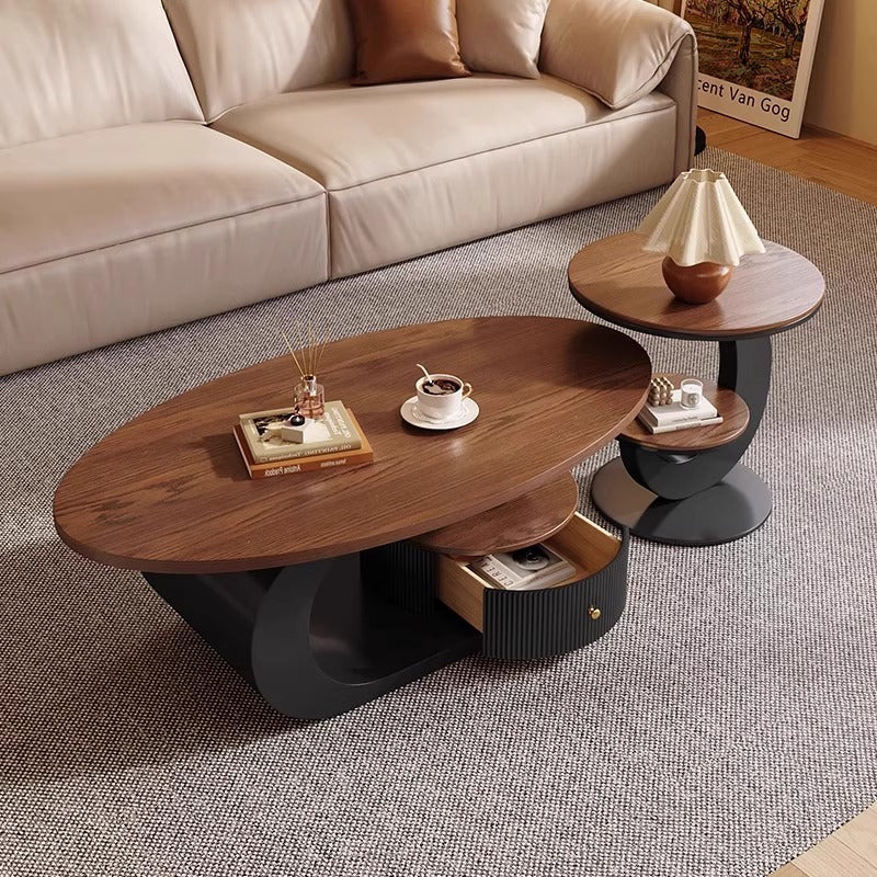Walnut wood coffee table, a new designer style coffee table with a light luxury and high-end feel, suitable for small apartments and living rooms.