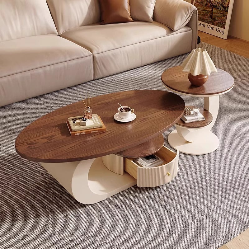 Walnut wood coffee table, a new designer style coffee table with a light luxury and high-end feel, suitable for small apartments and living rooms.