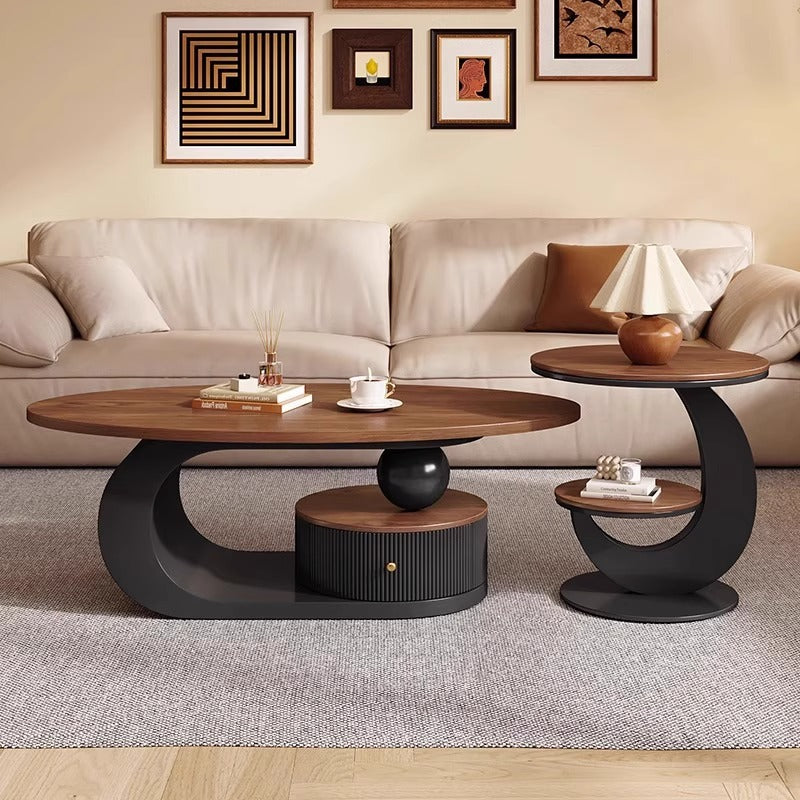 Walnut wood coffee table, a new designer style coffee table with a light luxury and high-end feel, suitable for small apartments and living rooms.
